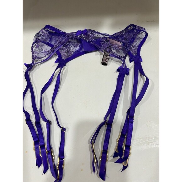 Victoria's Secret XS/S VERY SEXY* STARSTRUCK GARTER BELT Bright Violet - Picture 5 of 8